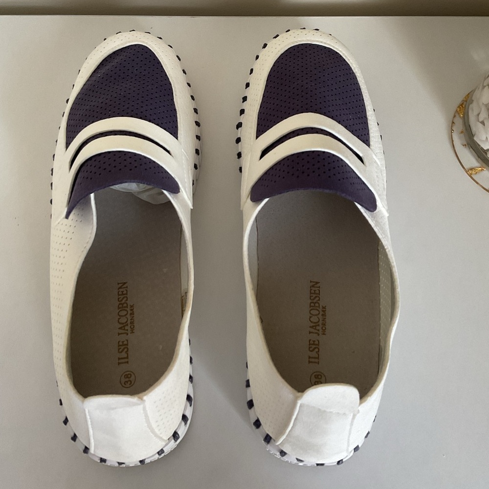 Ilse Jacobsen Tulip Slip On Shoes White Blue Comfort Casual Women Size 38 - Picture 6 of 9